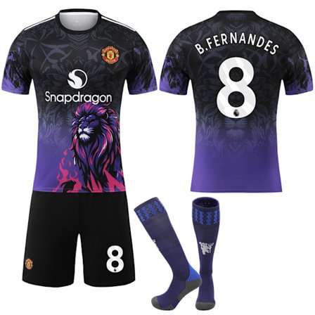 25-26 Manchester United F.C. Special Edition NO.8 B.Fernandes Tröjor Barn Vuxen Fotbollsutrustning med Strumpor