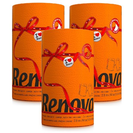 Orange Renova Papirhåndklæde 27.4 M 2-Lags 120 Ark 3 Ruller