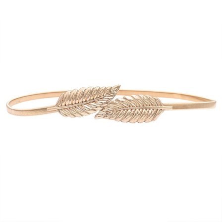 70CM metallisk elastisk stretchkjede bladbelte kvinner gull sølv