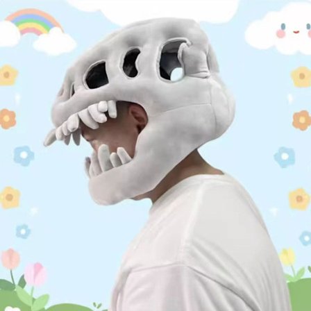 Plys dinosaur skelet pandebånd, dinosaur heldragt, dinosaur kostume, realistisk dinosaur skelet kostumesæt