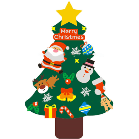 Filt julgran set hängande prydnader