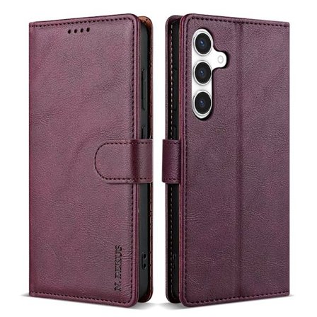 N.BEKUS Samsung Galaxy S26+ Plånboksfodral Konstläder - Vinröd