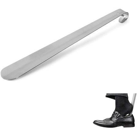 Skohorn - Skotrækker 30 cm skohorn ske lavet af rustfrit stål holdbar og stærk lang bredde 1,2 mm sølv_yu
