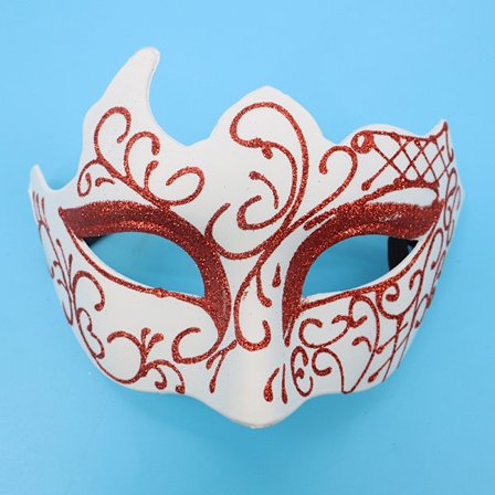 Yksivärinen puolinaamarimaalaus - valkoinen ja punainen puolinaamari miesten maali