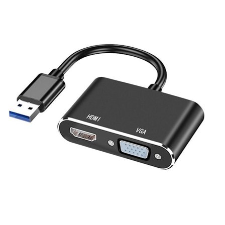 Usb till Hdmi Vga-adapter, 1080P Usb 3.0 till Hdmi+Vga-omvandlare med ljud och video samtidigt