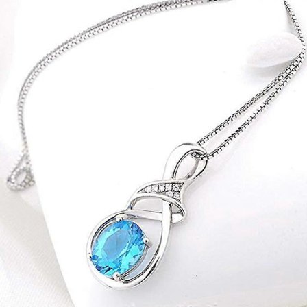 Fine Smykker Naturlig Ædelsten Schweizisk Blå Topas Ametyst Citrin Sterling Sølv Vedhæng Halskæde Gaver til Kvinder
