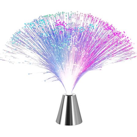 Fiberoptisk Lampe - Skiftende Farve Roterende LED Fiberoptisk Bordlampe - Batteridrevet Lampe - til Soveværelse, Boligindretning