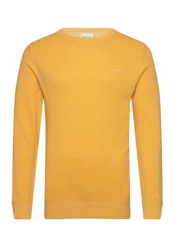 Cotton Pique C-Neck Tops Knitwear Round Necks Yellow GANT