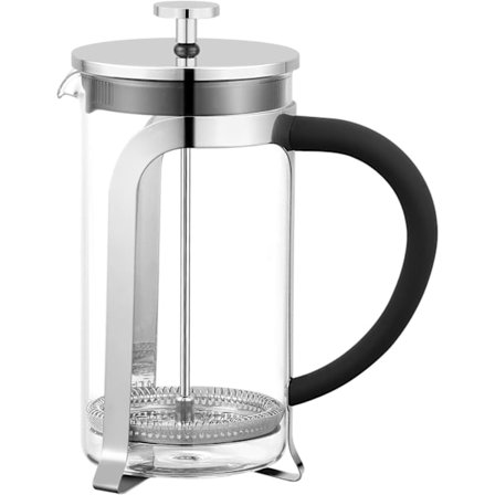 Fransk kaffemaskine med filter 350 ml (12 Oz) Kaffeepresse, Stempelkande, Borosilikatglas. 304 (18/10) rustfrit stålfilter indeni
