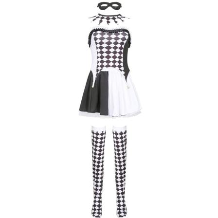 Klovnekostume Halloween Kostume Djævel Kostume Cosplay Ternet Harlekin Kostume