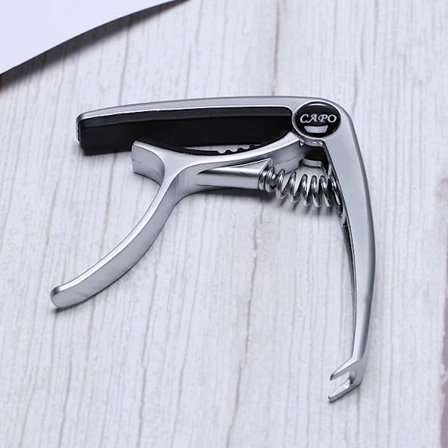 Guitar Capo i zinklegering (Sølv), Metal Capo, Ukulele Clip, Tommel