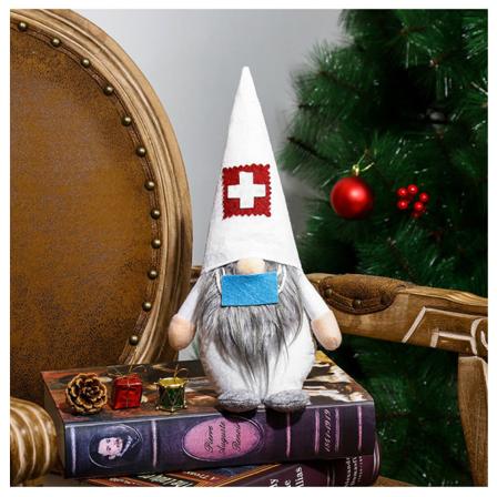 1 Hvit Hode Blå Maske Jul Dekorasjon Rekvisita Lege Sykepleier