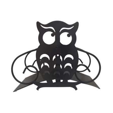 (Svart) Veggmontert slangeholder - Ugle design - Solid metall - 27x20cm - Svart