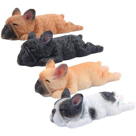 4-pack 3D Kylskåpsmagnet Fransk Sovande Bulldog