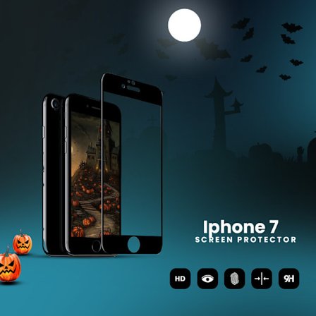 Skärmskydd Iphone 7 Svart - Härdat Glas Skärmskydd 9H - HD