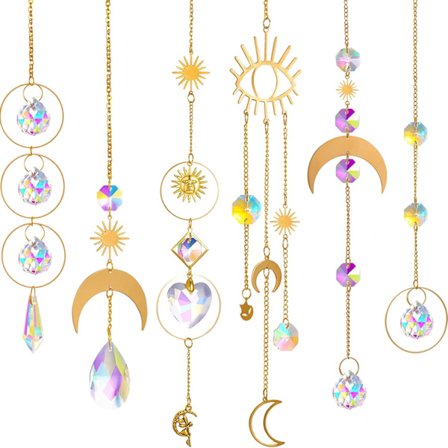 6 kpl värikkäitä kristallisia auringonpyydyksiä ripustettavia auringonpyydyksiä ikkunan auringonpyydyksiä