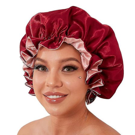 Vinrød silkebonnet til naturligt hår, bonnets til kvinder, satinbonnet til langt hår til at sove i, stort silkehårindpakning til krøllet hårbonnet til