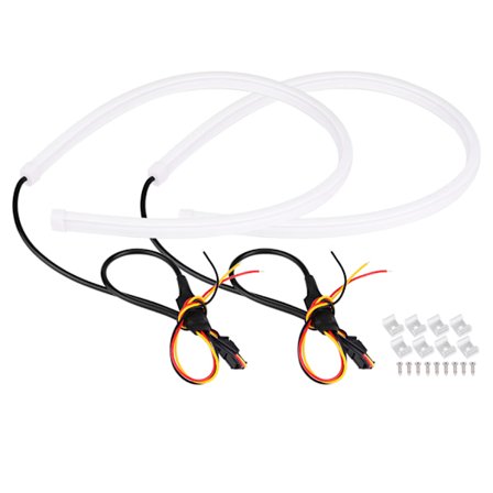 2*60cm Bil 12V Flexibel Mjuk Rörsguide LED-remsa DRL-ljus Blinkersljus Vit&Gul