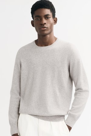 Soft Goat - Men's Classic Crewneck - Men cashmere sweater - XL - Light Grey