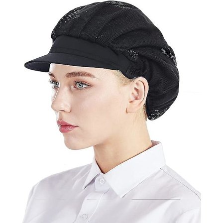 3 kappaleen setti mustia kokin hattuja, unisex-keittiöhattuja, joissa verkko, työskentelyyn työpajoissa, tehtaan keittiöissä, catering-palveluissa ja 