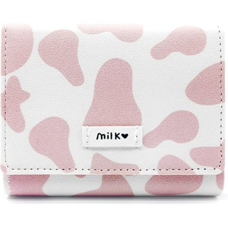 Pung med ko-mønster til piger, sød PU tri-fold pung med ko-mønster, lille tegnet kontantlomme kortholder pung til kvinder piger