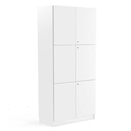 Lagerschrank aus Holz THEO mit 3 Flügeltüren, 2100x1000x470 mm, weiß