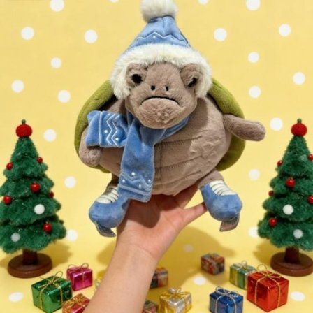 Jellycat Bartholomew kosedyr, myk og komfortabel, perfekt for barn, Valentinsdagsgaver, samleobjekter, skilpadde på ski.