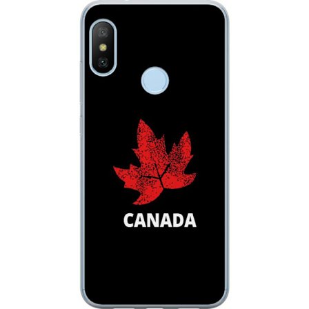 Kompatibelt Mobilskal till Xiaomi Xiaomi Mi A2 Lite Grafisk lönnlövssymbol i rött mot svart bakgrund med tydlig Kanadareferens och minimalistisk de