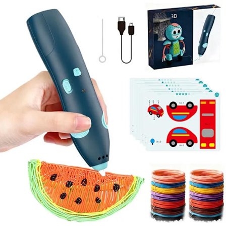 3D Penn Startpakke - Trådløs 3D Penn - 10 Tegneblokker for Nybegynnere - 50 Minutters Batteritid - Hastighet