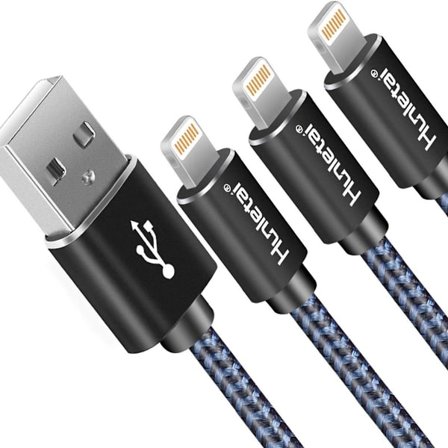 iPhone-kabel [2m/3-pack] Lightning-kabel, iPhone-laddare, nylonflätad KLB