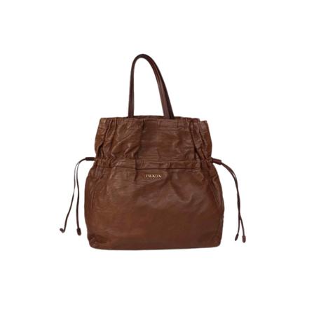 Prada Vintage, Pre-Owned Leather Shopper Bruin, Dames, Maat:ONE Size