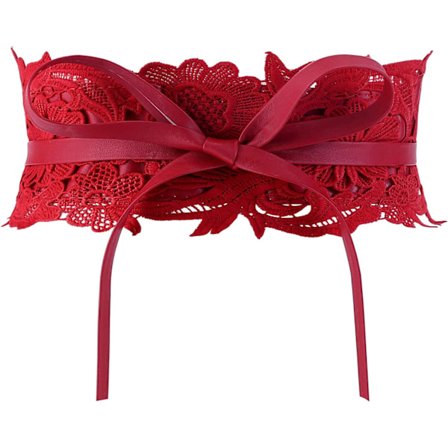 Kvinders Blonde Talje Bælte Obi Sløjfe Cinch Bredt Bælte Sløjfe Wrap Boho Korset Kjole Talje Bånd Pu Læder, Rød