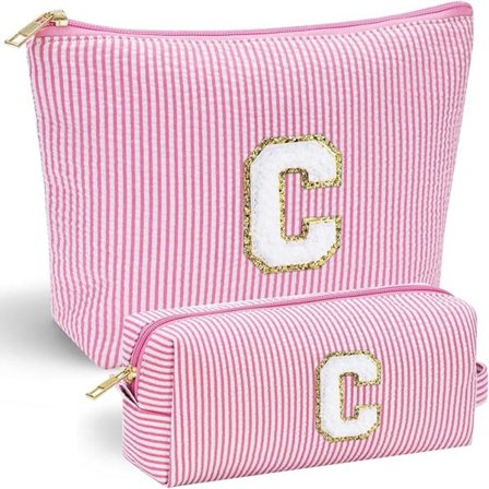 2-delt Rejse Makeup Taske Sæt med Bogstav "C" - Kosmetik Organizer af Oxford-stof