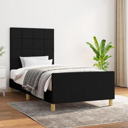 Vidaxl Sängram Med Huvudgavel Svart 100x200 Cm Tyg Svart