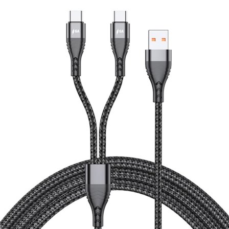2-i-1 Multiladdningskabel USB till 2 Dubbla Typ C-kontakter Snabbladdningskabel för Mobiltelefoner, Surfplattor och Mer