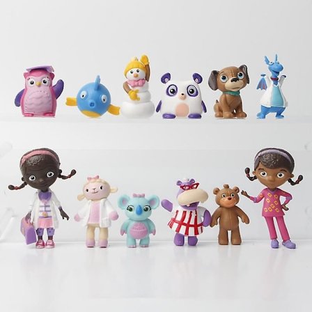 12 stk./sæt Doc McStuffins Figurer Legetøj Doktor Lambie Får Plyssedyr Dragen Hallie Flodhest Chilly Snemand Model Dukker Børnegave