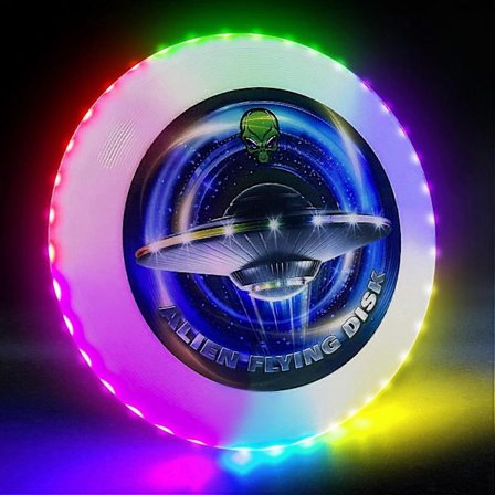 Lysende LED Frisbee - 38 RGB LED-lamper, 7+5 lysmoduser, oppladbar, IP65 vanntett utendørsspill kul leke_jarx