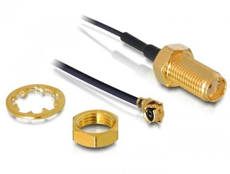 Delock HF Antenna Connection for Installation - antennekabel - 35 cm - svart