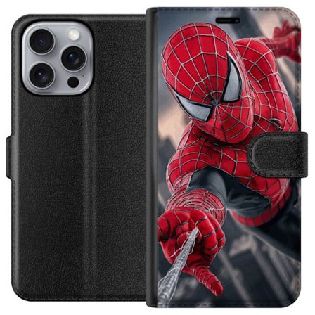 Yhteensopiva Lompakkokotelo Apple Apple iPhone 16 Pro Max Dynaaminen Spider-Man-kuvaus toimintanäkökulmasta, supervoimien teema liikkeen energialla