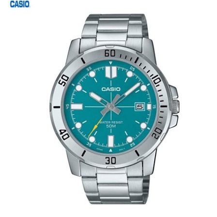 Klocka - CASIO - MTP-VD01D-3E2 - Armband i metall - Blå urtavla - Vattentålig 50m