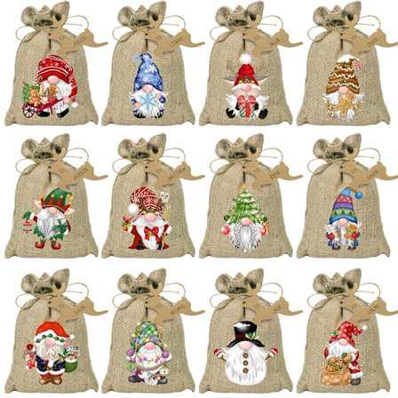 Julekalender Jutegavepose Julebåndpose Bomullslin Julebåndpose Godteri Stil 2