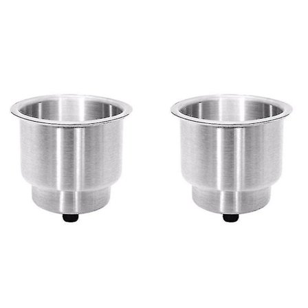 2 st infällda rostfria mugghållare med avlopp för båt, husbil, husvagn, bil och lastbil i två steg