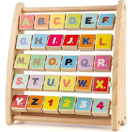 Alfabetabacus for småbarn, tre-Abc-123-abacus med 30 bokstav- og tallfliser, klassiske pedagogiske læringleker for babygutter og jenter