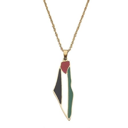 Gullbelagt Palestina Flagg Kart Halskjede Anheng Med 50cm Kjede