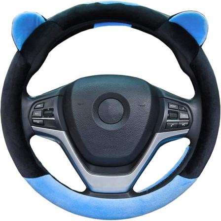 Sødt Vintervarmt Plys Ratdæksel til Kvinder, Kort Plys, Universal 15 tommer Bil A