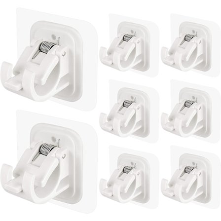 8-delad gardinstångsbeslag utan borrning, självhäftande gardinstångsbeslag krok utan spik, justerbar gardinstångskrok