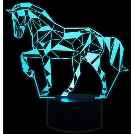 3D optisk illusjonslampe LED nattlys for barn, 3d hestelampe 7 skiftende farger berøringssenglampe soveromdekor hestelampe med USB-kabel