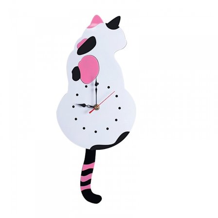 Kat Pendul Væg Ur, Kat Ur med Bevægelig Hale, Stue Kontor Café Soveværelse, Gave til Katteelskere (farverig kat-øjenløs)