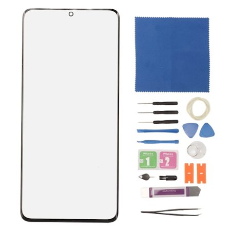 Forreste ydre linse udskiftningssæt til glas skærm til Samsung Galaxy S21 Ultra 5G SM G998 skærm reparationsværktøj Sort