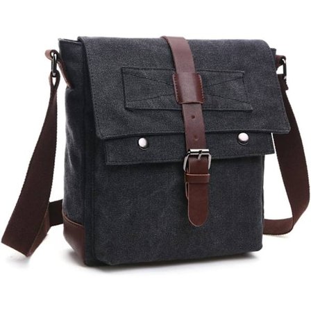 Skulderbag, Herre Messenger Bag, 16 Tommer Vintage Militær Canvas Laptop Bag for Arbeid og Skole, Flere Lommer